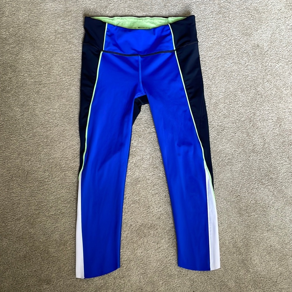 Athleta velocity color block Capri leggings, size small